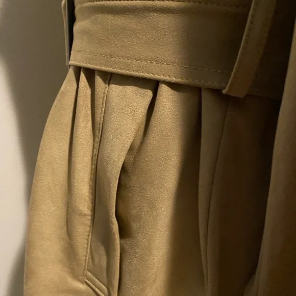 ZARA BEAUTIFUL TAN SUEDE TEXTURED SHORT TRENCH - Picture 8 of 16